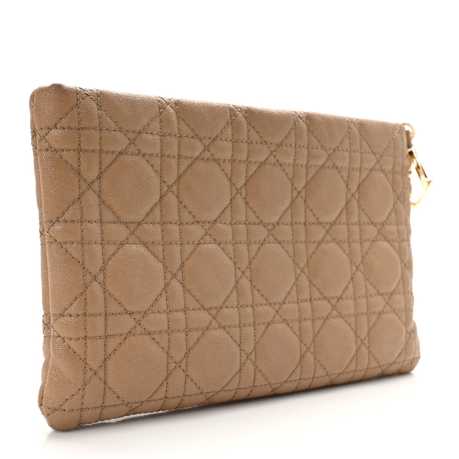 Christian Dior Coated Canvas Cannage Panarea Pouch Beige 3 of 7