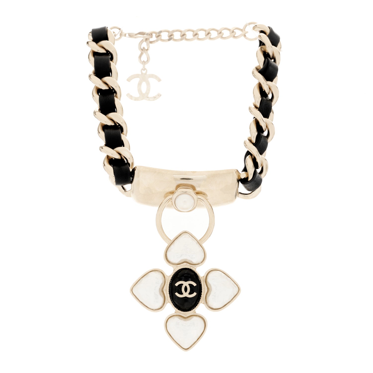 Chanel Lambskin Pearl Resin CC Choker Gold Black 3 of 5