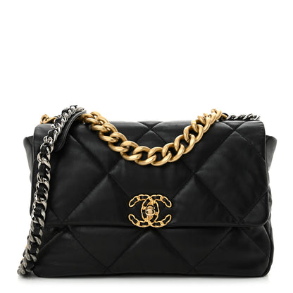 Chanel Goatskin Quilted Large Chanel 19 Flap Black 1 of 12