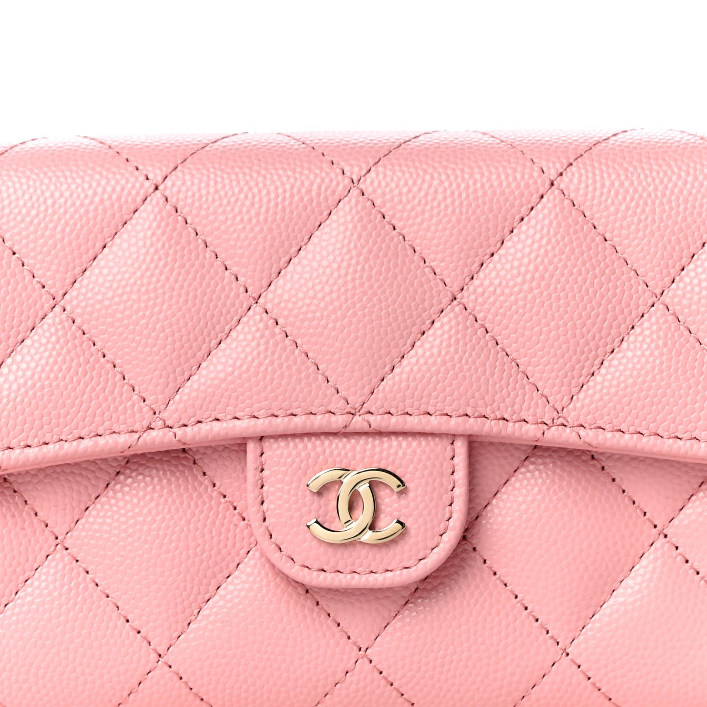 Caviar Quilted Medium Flap Wallet Pink