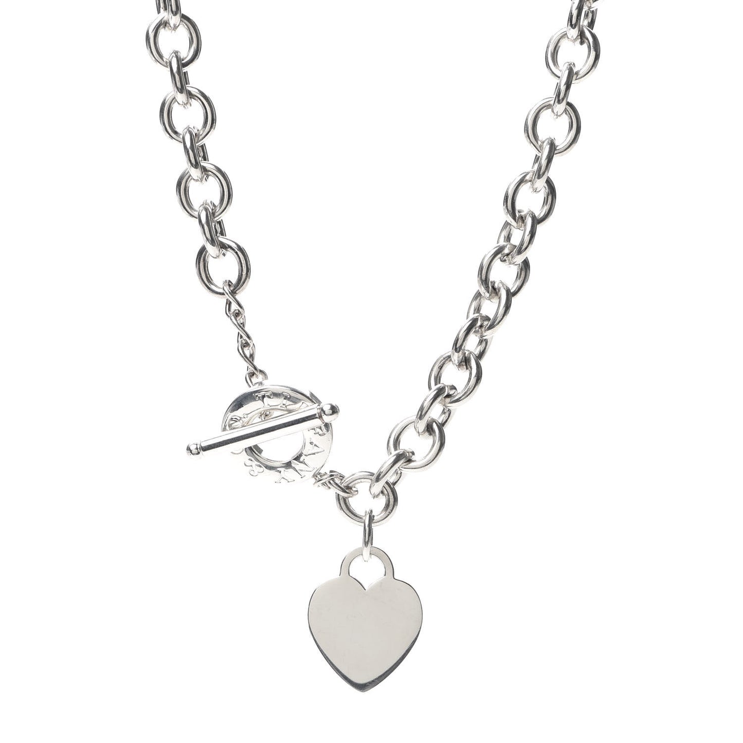 Sterling Silver Heart Tag Toggle Necklace