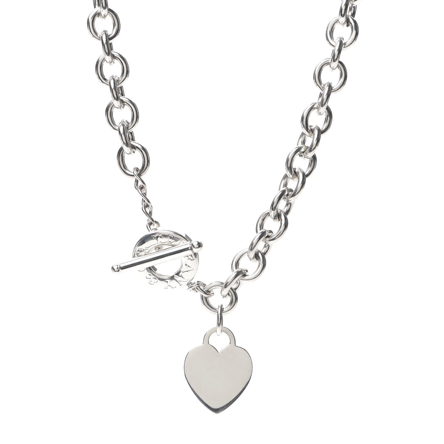 Tiffany Sterling Silver Heart Tag Toggle Necklace 1 of 5