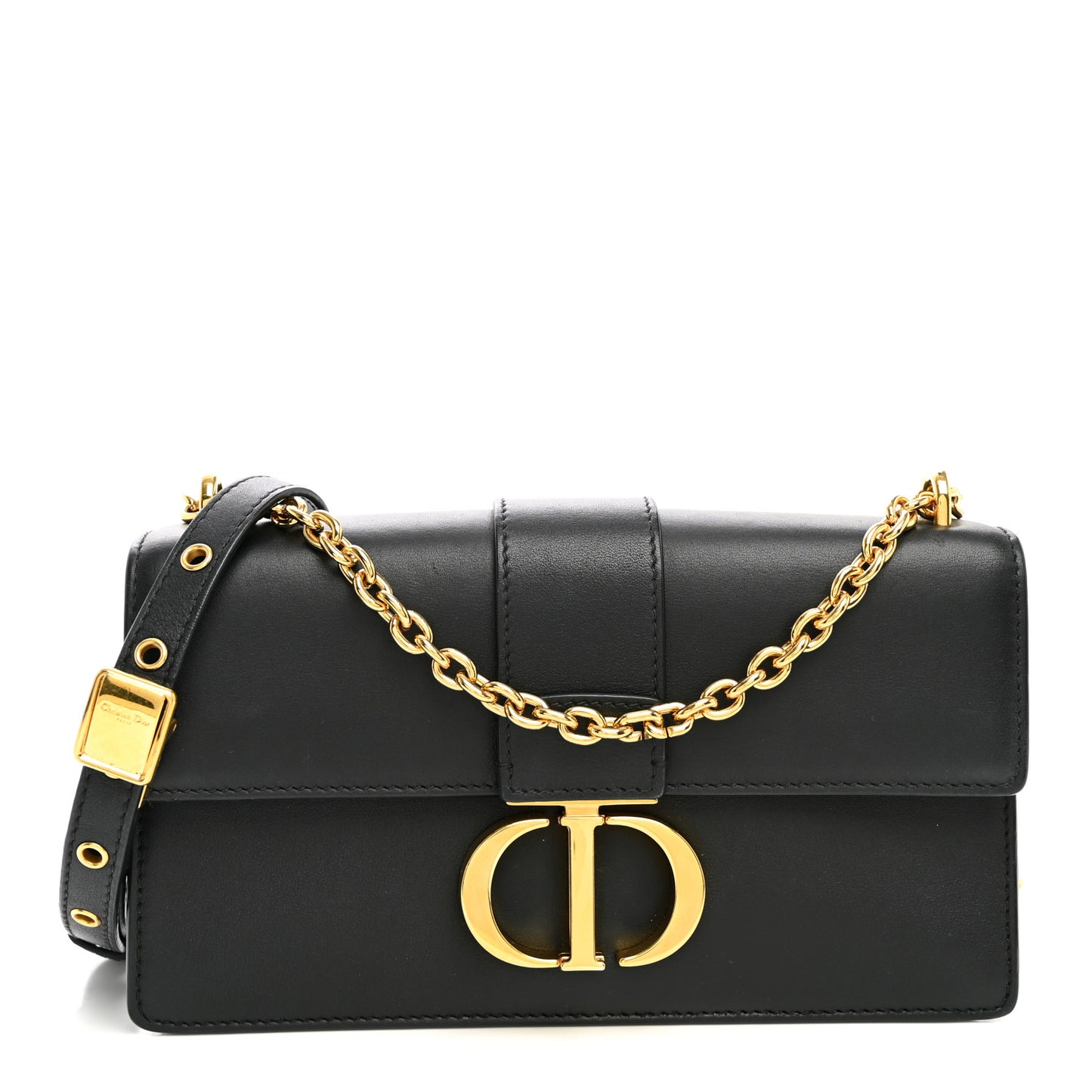 Calfskin 30 Montaigne East West Chain Flap Bag Black