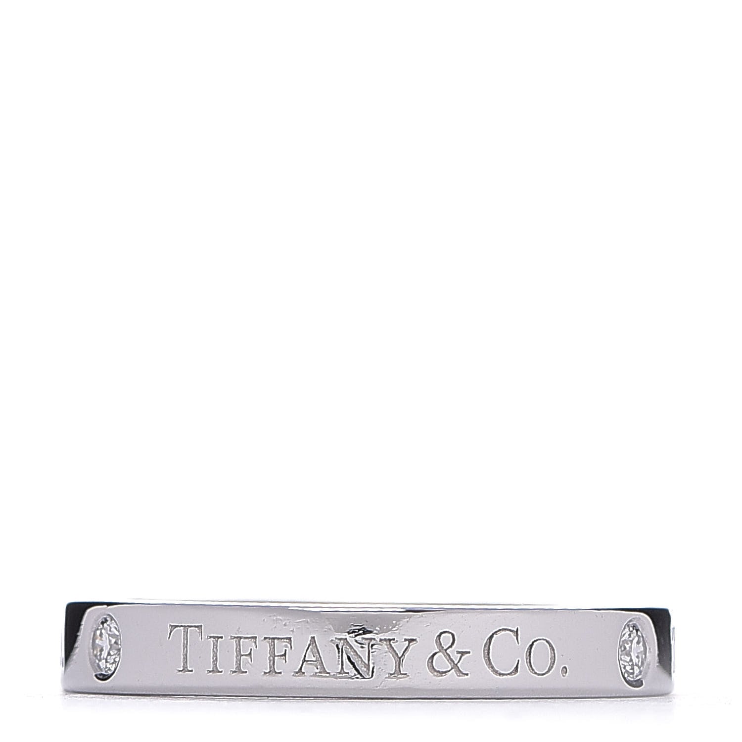 Tiffany Platinum Diamond Logo Band Ring 54 6.5 1 of 5