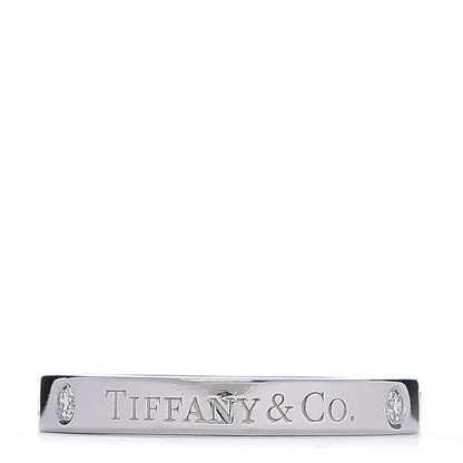 Tiffany Platinum Diamond Logo Band Ring 54 6.5 1 of 5