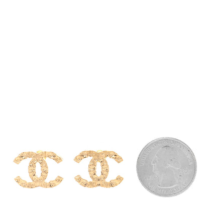 Chanel Metal Textured CC Earrings Gold 2 of 4