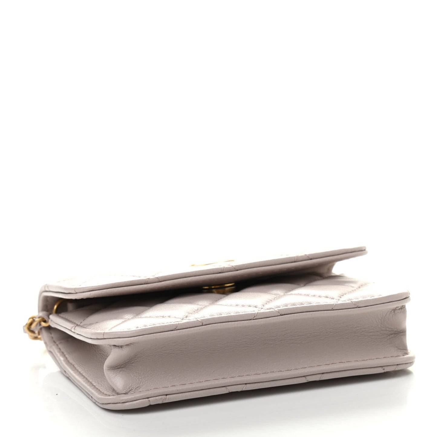 Lambskin Quilted Pearl Crush Clutch With Chain Light Purple
