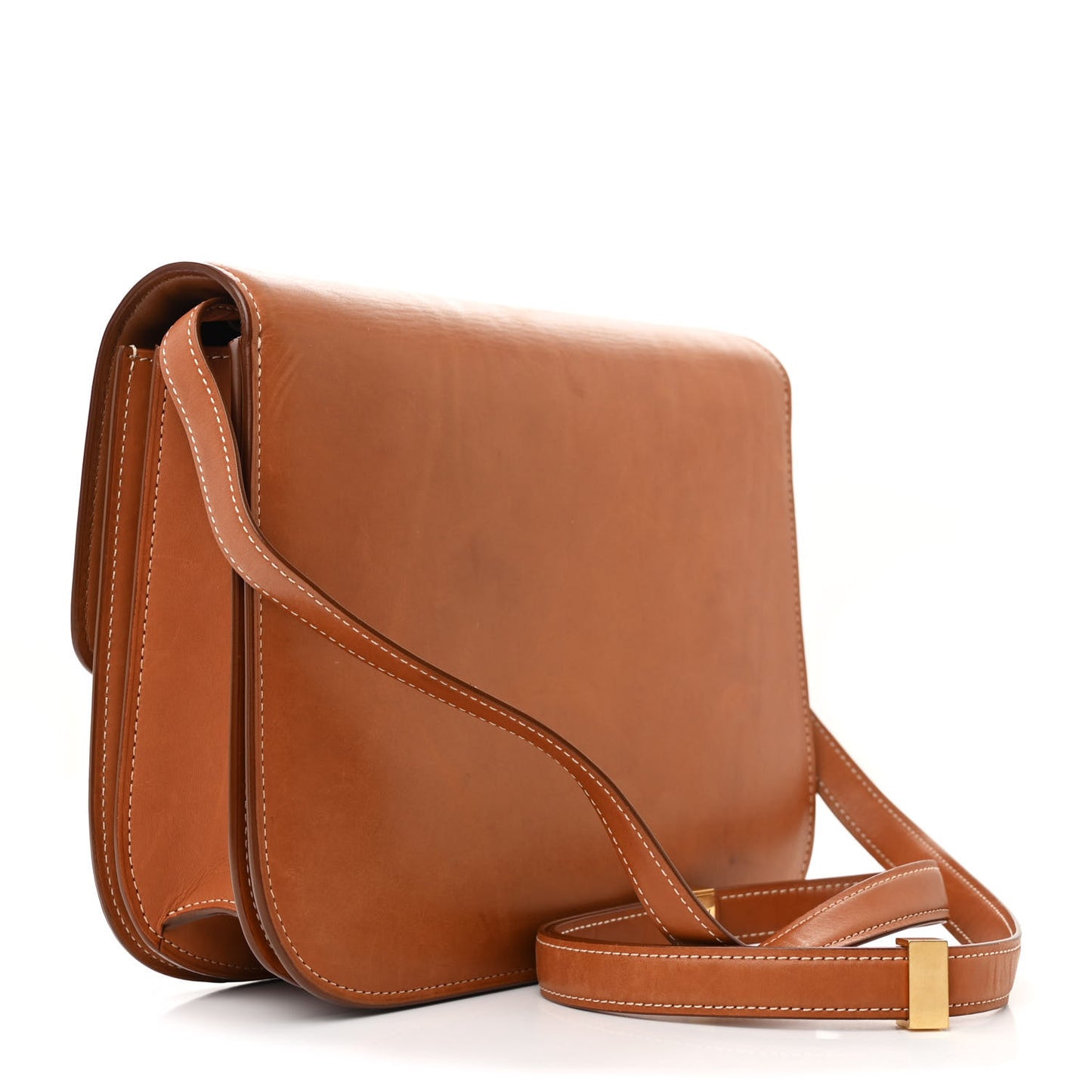 Natural Calfskin Medium Classic Box Flap Bag Tan