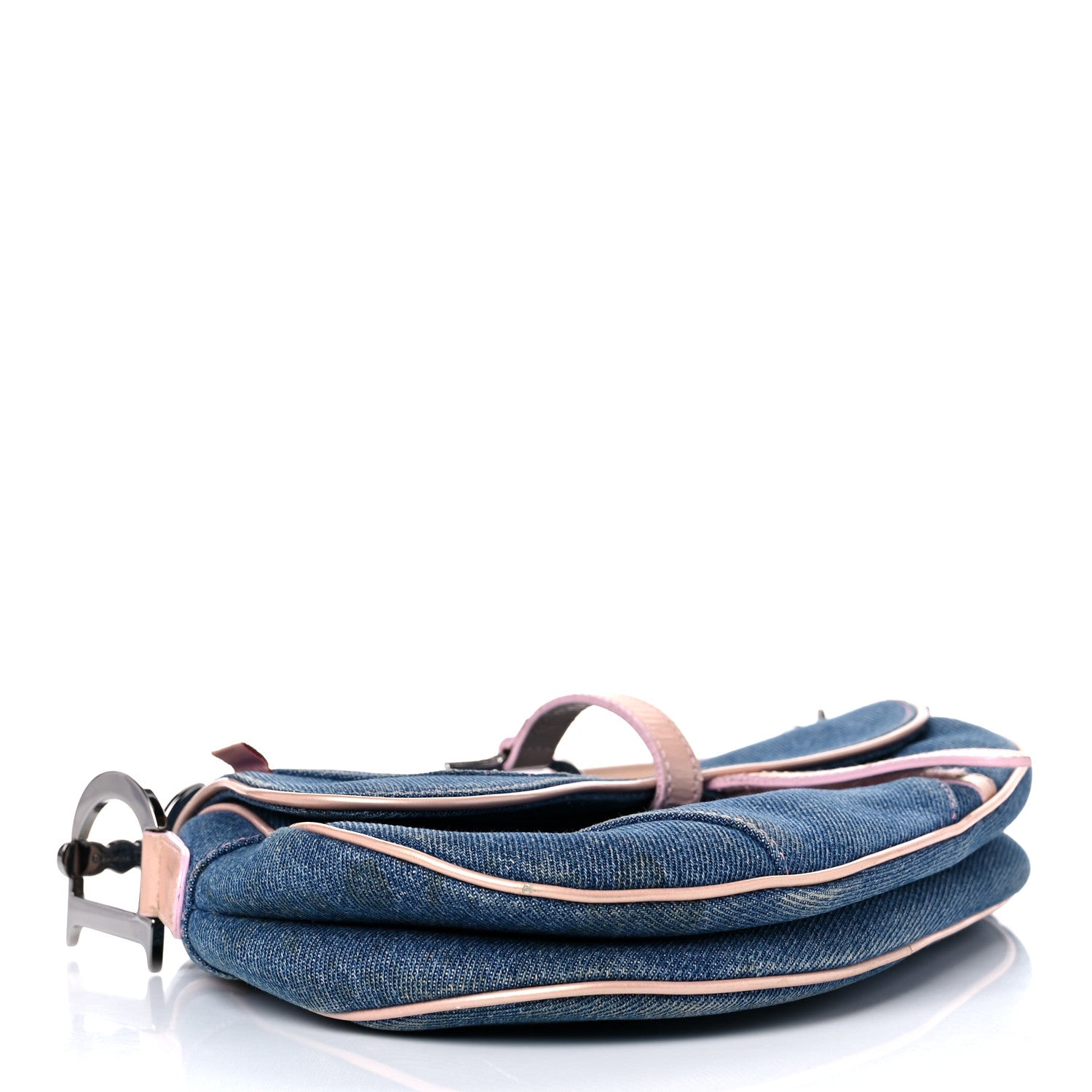 Christian Dior Patent Denim Jeans Saddle Bag Blue Pink 3 of 27