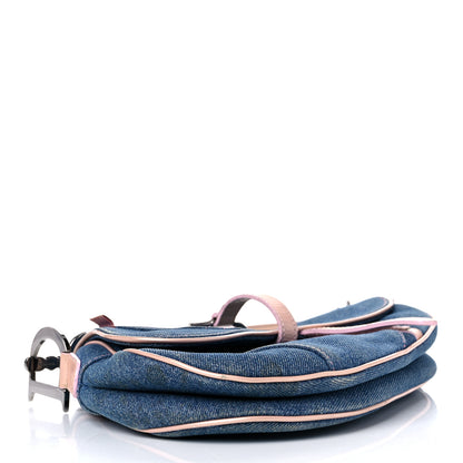 Christian Dior Patent Denim Jeans Saddle Bag Blue Pink 3 of 27