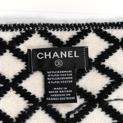 Chanel Cashmere Polyester Silk CC Scarf Black White 4 of 5