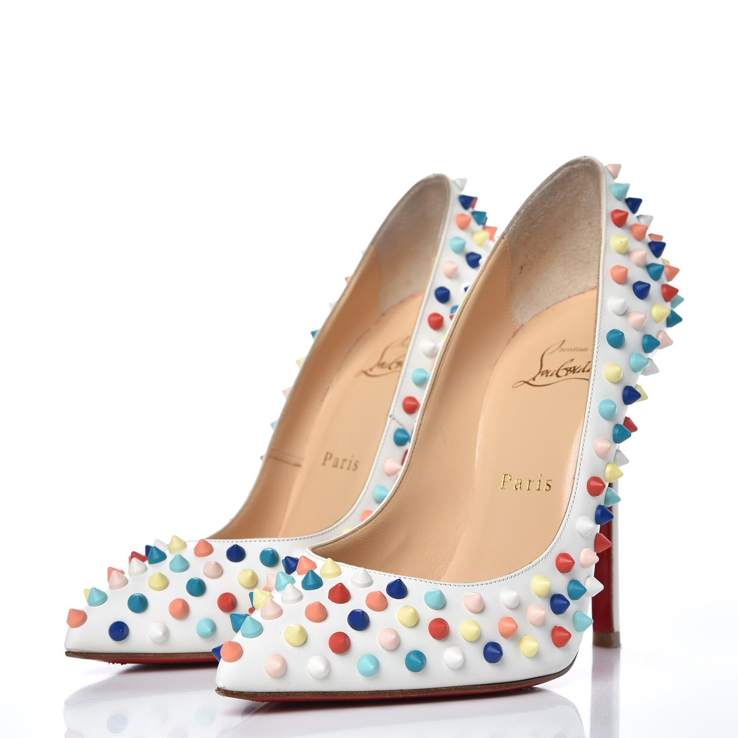 Christian Louboutin Gomme Pigalle Spikes 120 Pumps 38.5 White Multicolor 3 of 15