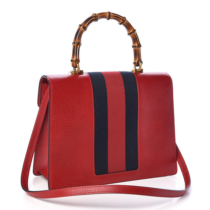 Gucci Calfskin Bamboo Web Medium Falena Moth Top Handle Bag Hibiscus Red 3 of 10