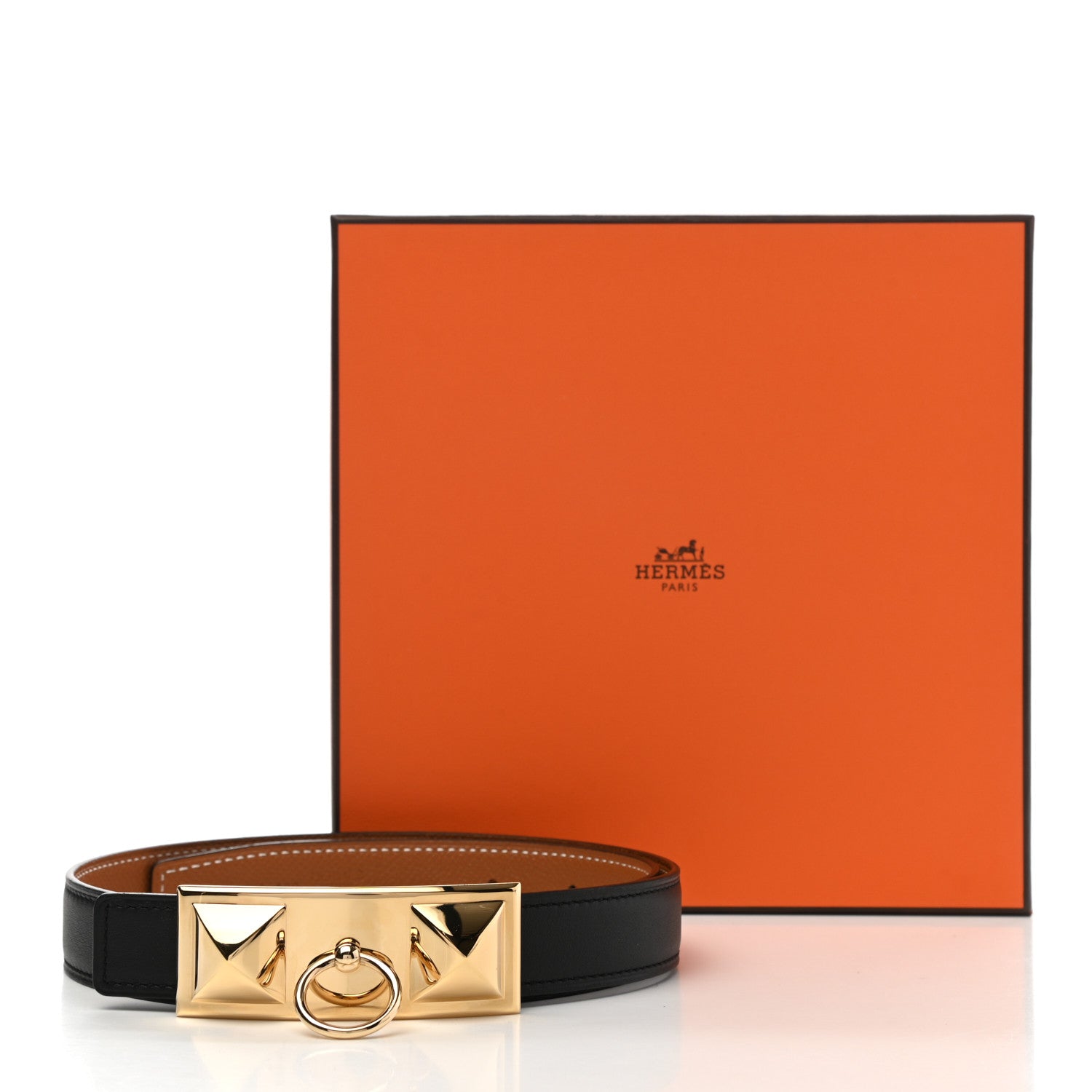 Hermes Swift Epsom 24mm Sydney Belt 65 Black Gold 6 of 6