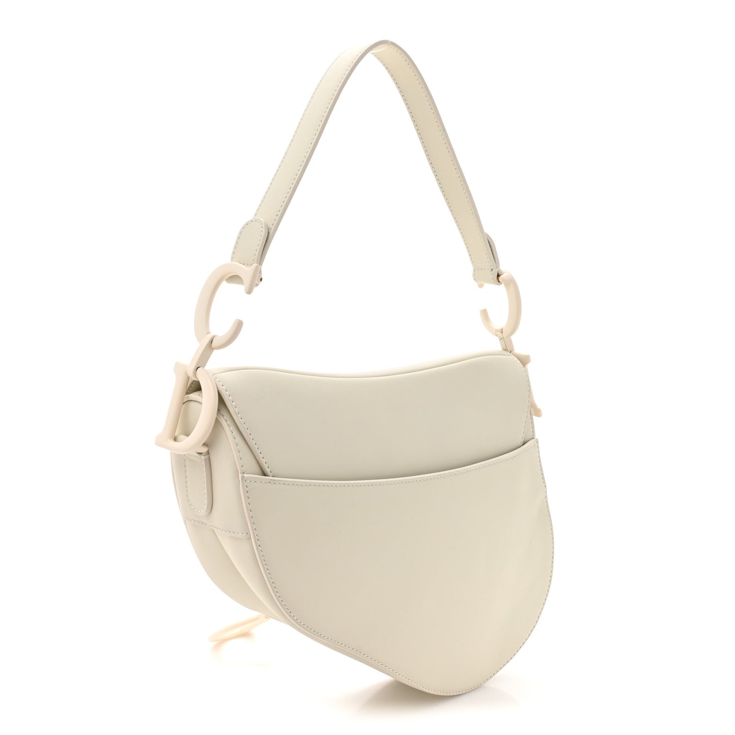 Ultra Matte Calfskin Saddle Bag Off White