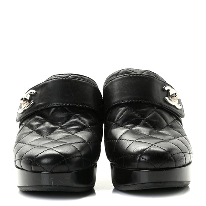 Chanel Lambskin Quilted CC Turn Lock Clogs 39.5 Black 3 of 11