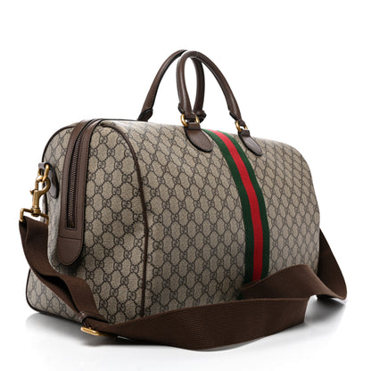 Gucci GG Supreme Monogram Textured Dollar Calfskin Web Medium Ophidia Carry-On Duffle Bag Beige Ebony New Acero 2 of 10