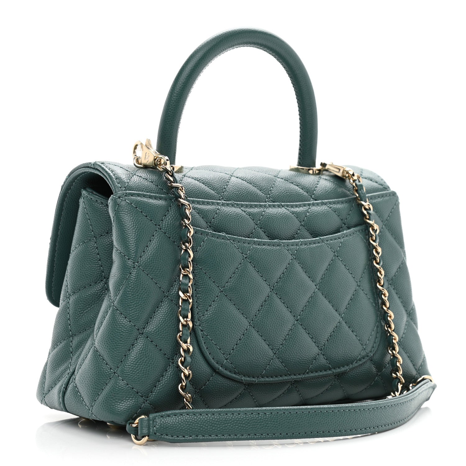 Chanel Caviar Quilted Mini Coco Handle Flap Green 3 of 10
