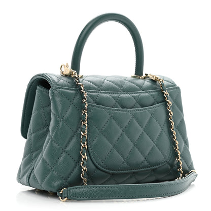 Chanel Caviar Quilted Mini Coco Handle Flap Green 3 of 10