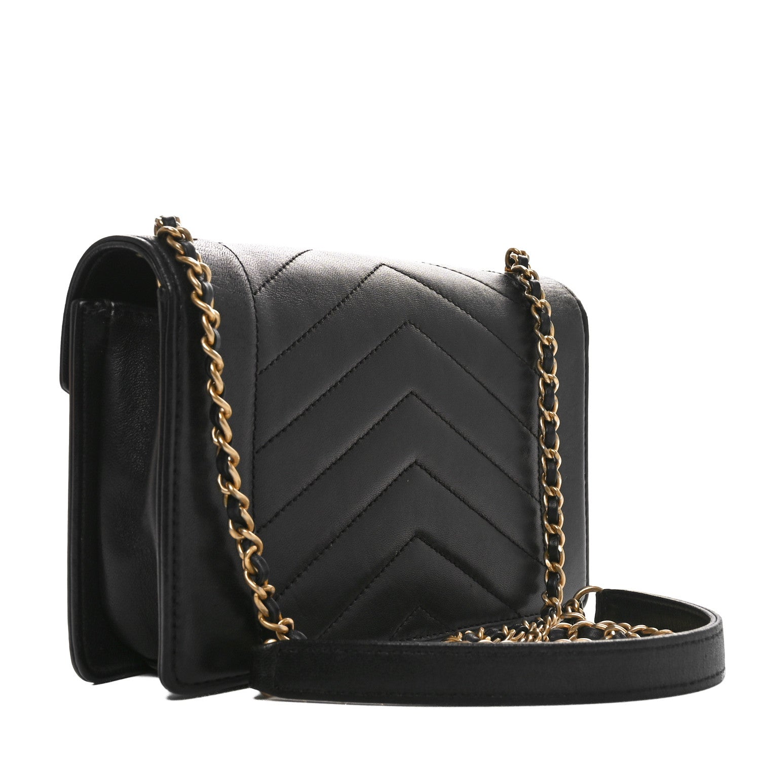 Chanel Lambskin Reversed Chevron Quilted Flap Black 3 of 10