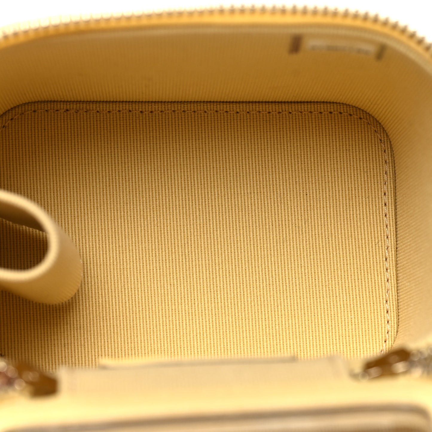 Lambskin Quilted Top Handle Mini Vanity Case With Chain Yellow