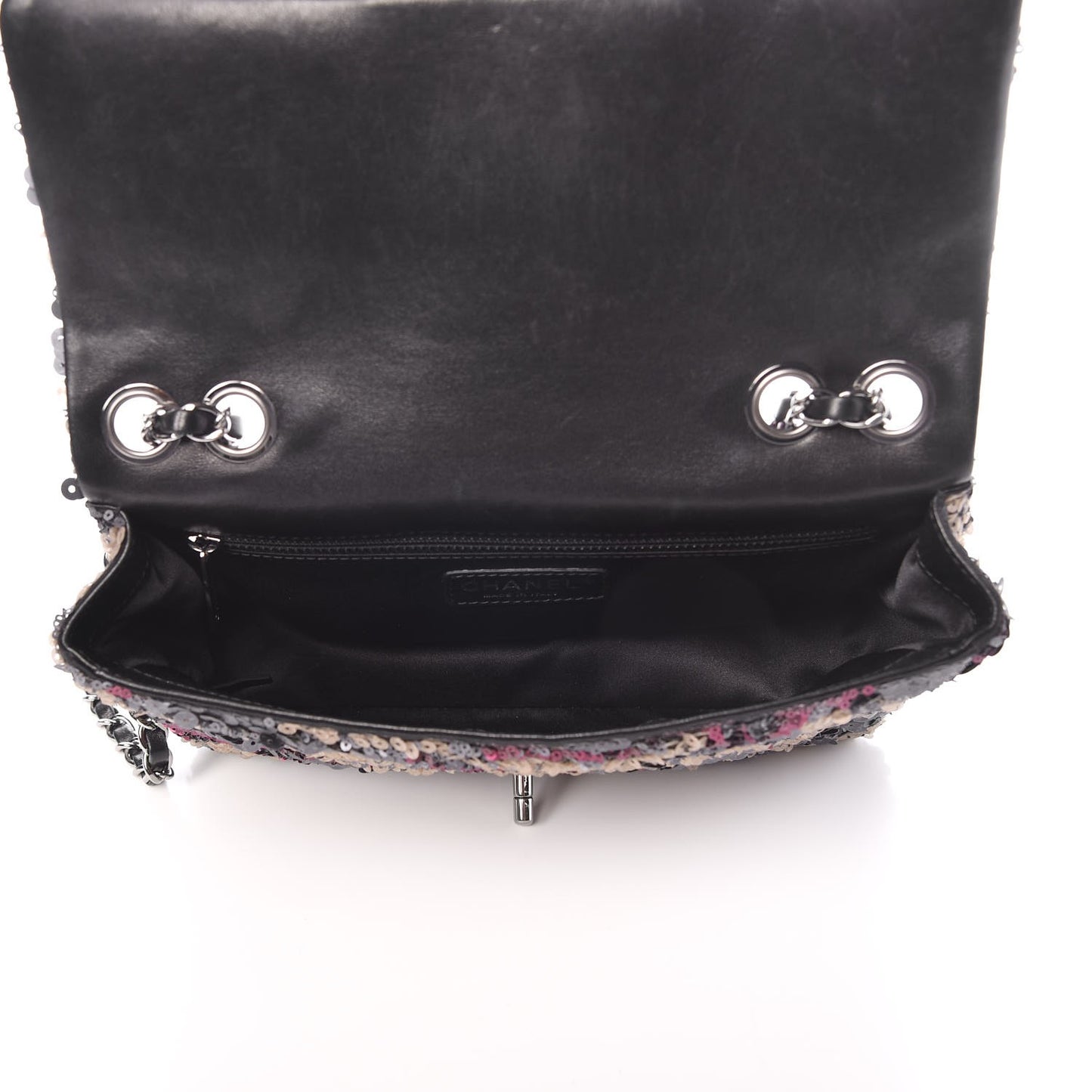 Sequin Medium Single Flap Anthracite Taupe Bordeaux