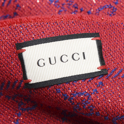 Gucci Wool GG Monogram Reversible New Sten Fringe Scarf Dark Purple Red 4 of 4