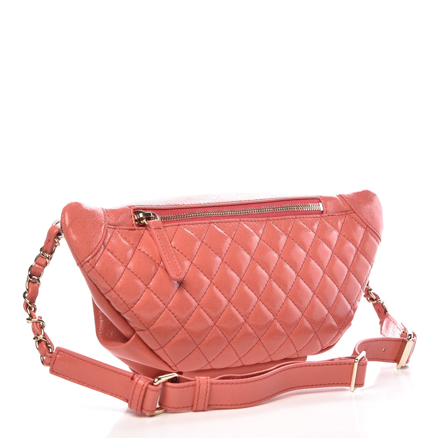 Chanel Crumpled Glazed Lambskin Quilted Waist Bag Fanny Pack Pink 3 of 9