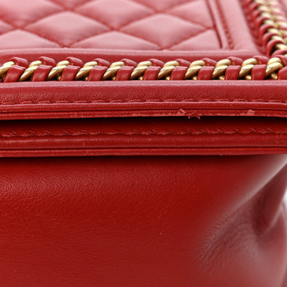 Chanel Lambskin Quilted Medium Top Handle Boy Flap Red 12 of 12
