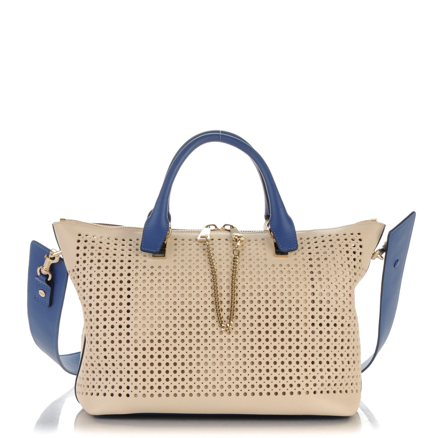 Chloe Calfskin Sheepskin Perforated Medium Baylee Tote Husky White 1 of 7