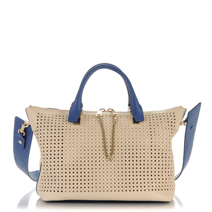 Chloe Calfskin Sheepskin Perforated Medium Baylee Tote Husky White 1 of 7