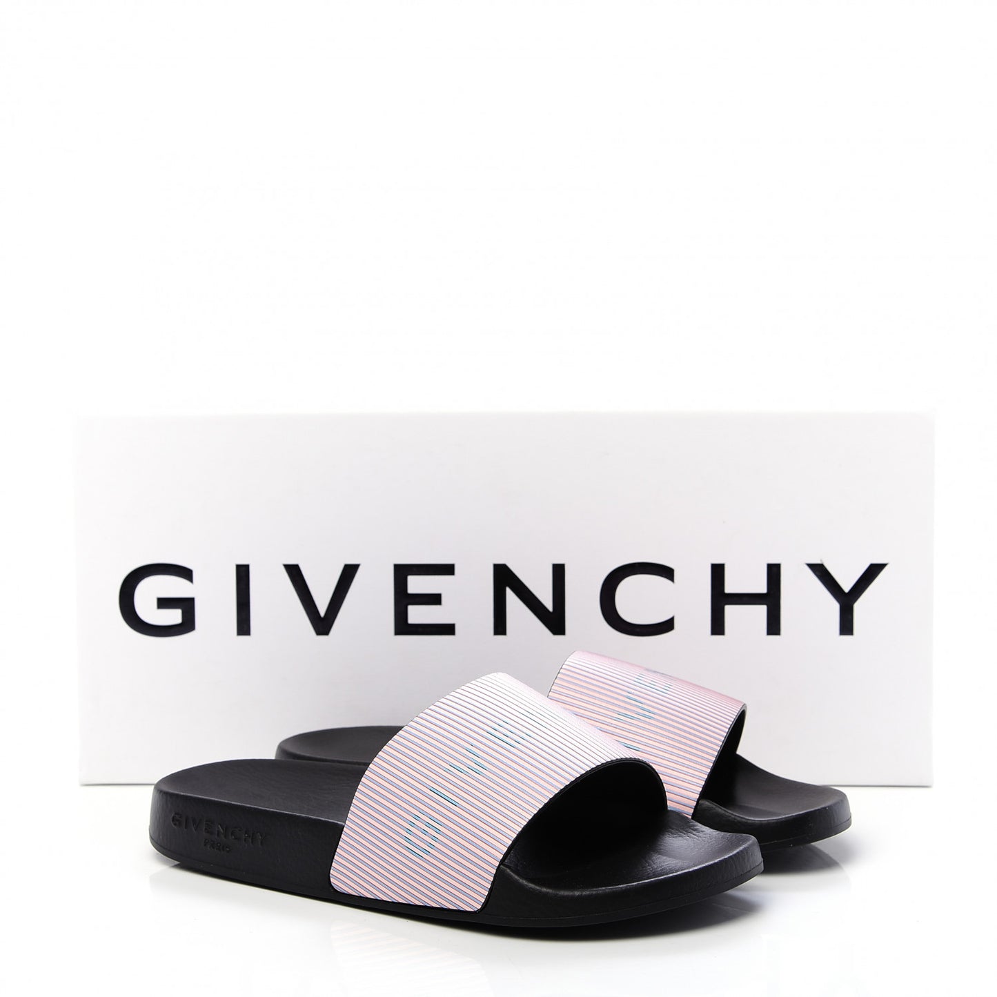 Metallic Calfskin Logo Womens Pool Slide Sandals 35 Light Pink