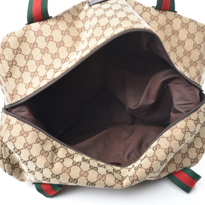 Gucci GG Monogram Web Medium Collapsible Carry On Duffle Beige Brown 5 of 7