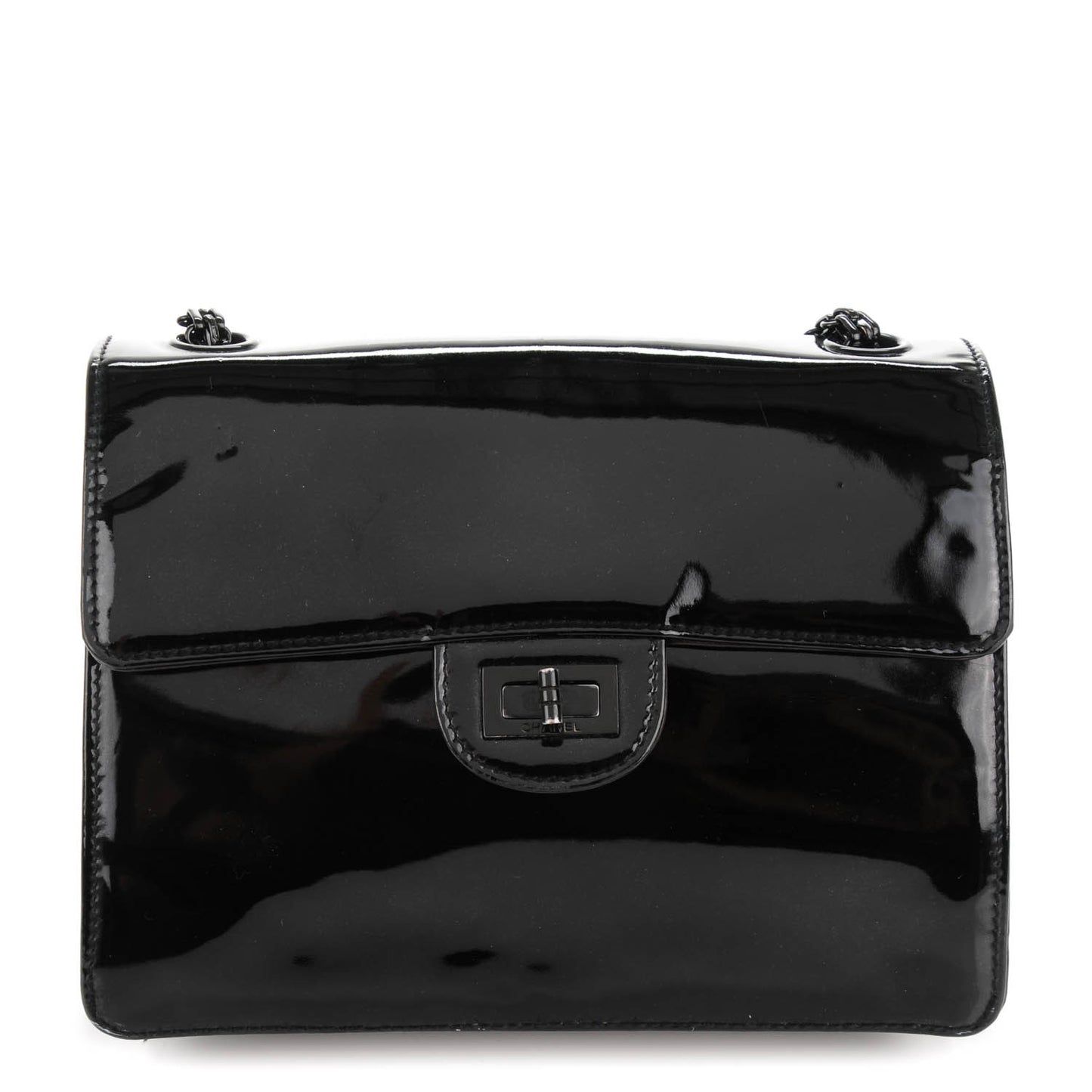 Patent Small Mademoiselle Single Flap So Black