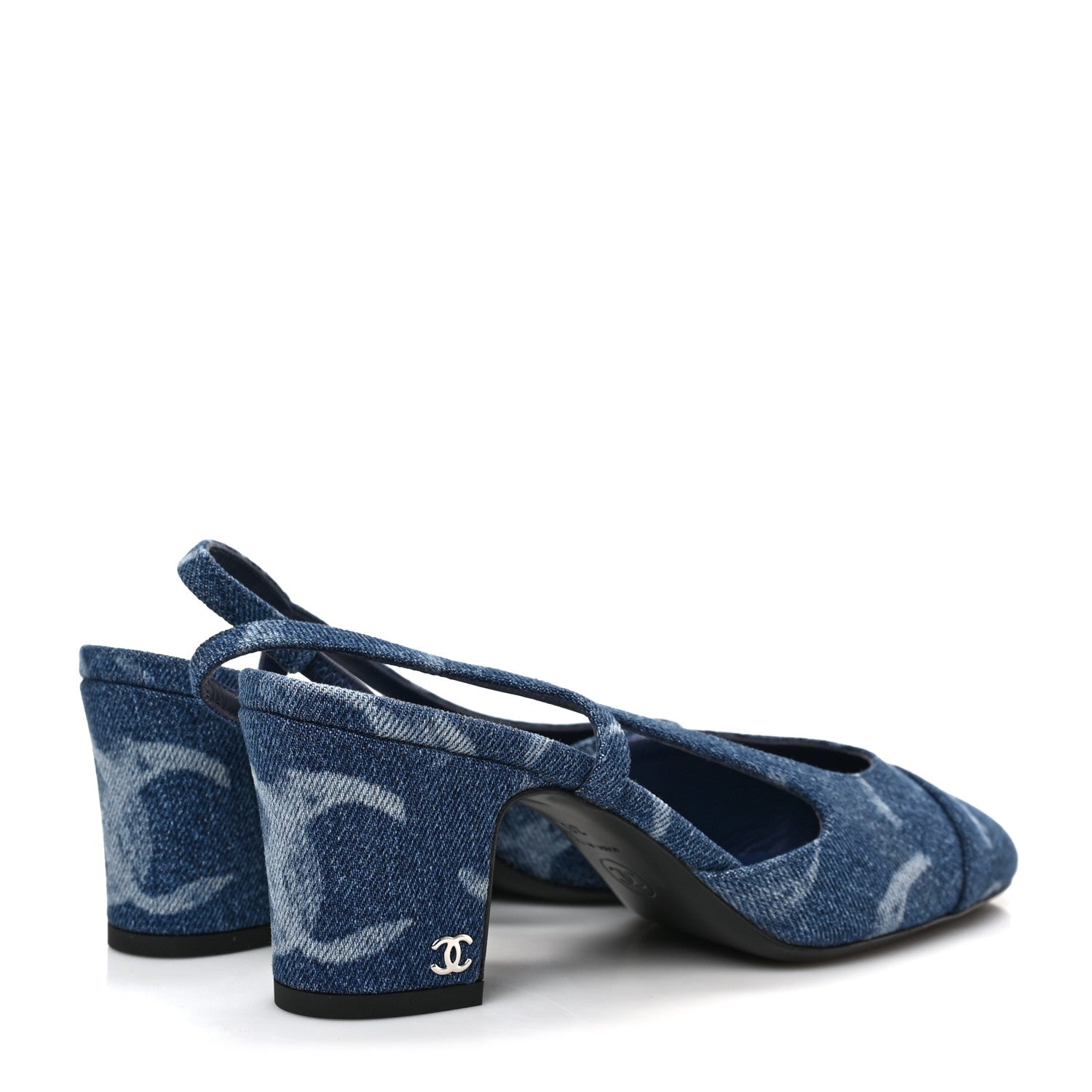 Chanel Denim Cap Toe CC Slingback Pumps 36.5 Blue 4 of 8