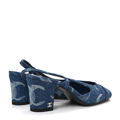 Chanel Denim Cap Toe CC Slingback Pumps 36.5 Blue 4 of 8