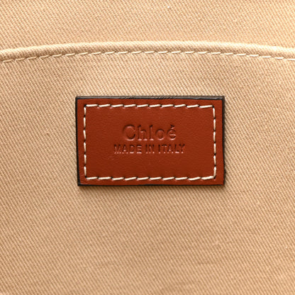 Chloe Cotton Calfskin Large Woody Ribbon Tote White Brown 6 of 11