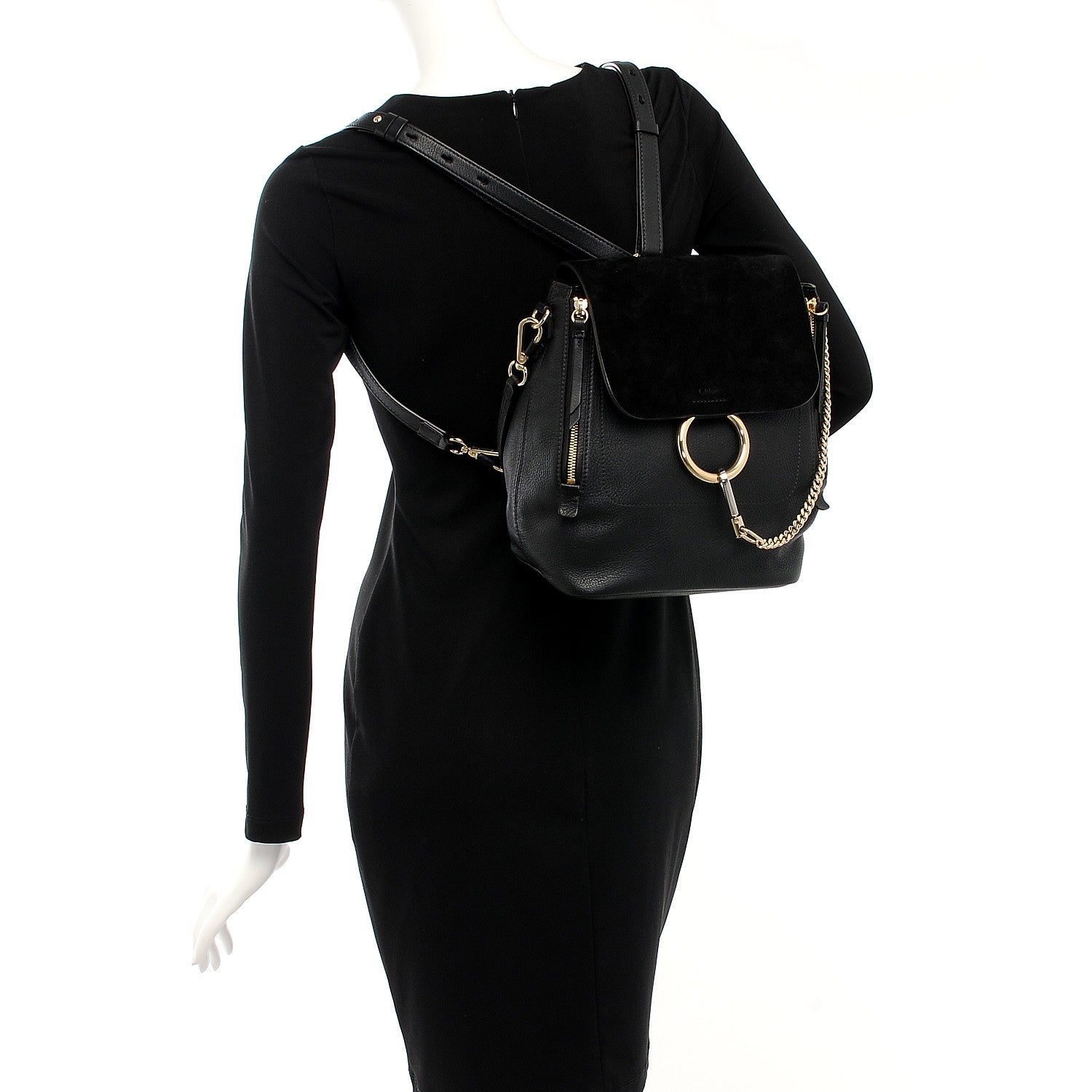 Chloe Suede Calfskin Medium Faye Backpack Black 2 of 9