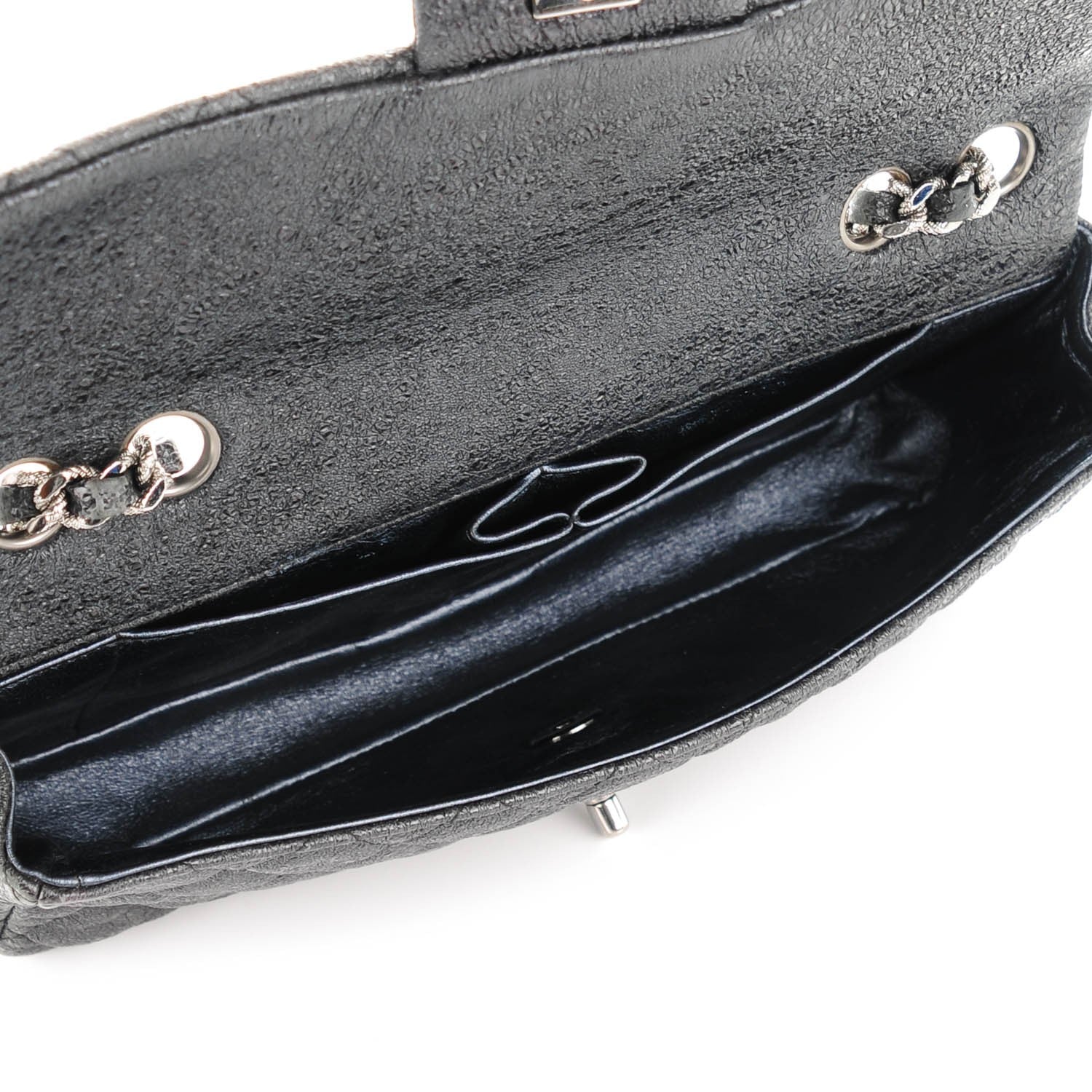 Chanel Crackled Calfskin Quilted East West Flap Black 5 of 7