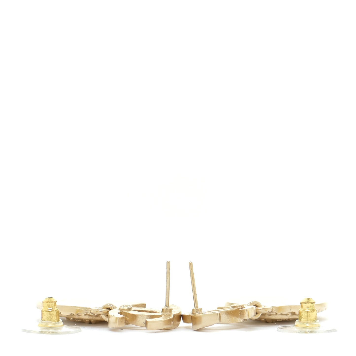 Crystal CC Medallion Drop Earrings Gold