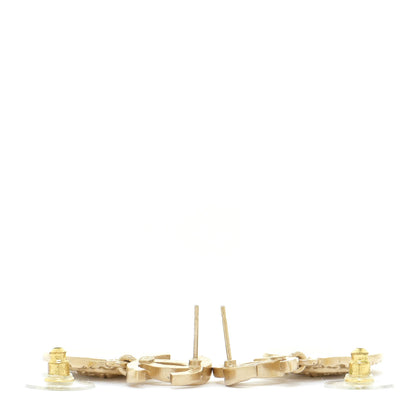 Chanel Crystal CC Medallion Drop Earrings Gold 3 of 5