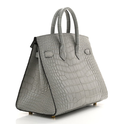 Hermes Matte Alligator Birkin Sellier 25 Gris Ciment 3 of 14