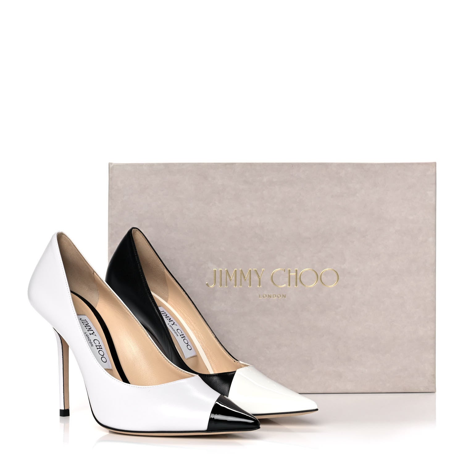 Jimmy Choo Nappa Patent Asymmetric Love 100 Pumps 37 Black White 10 of 10