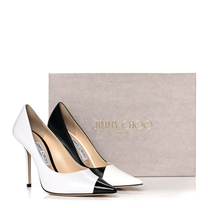 Jimmy Choo Nappa Patent Asymmetric Love 100 Pumps 37 Black White 10 of 10