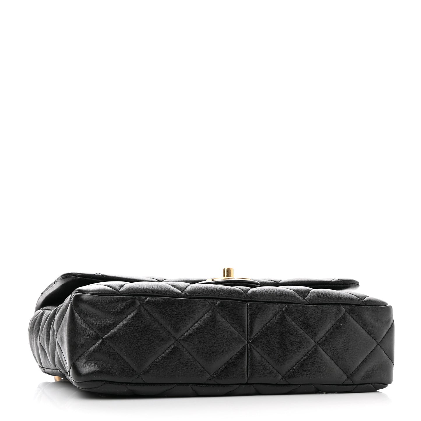 Lambskin Quilted Large CC Funky Town Flap Black