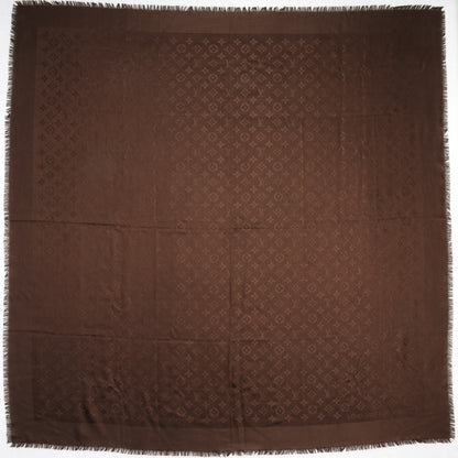 Louis Vuitton Wool Silk Monogram Shawl Chocolate 3 of 5
