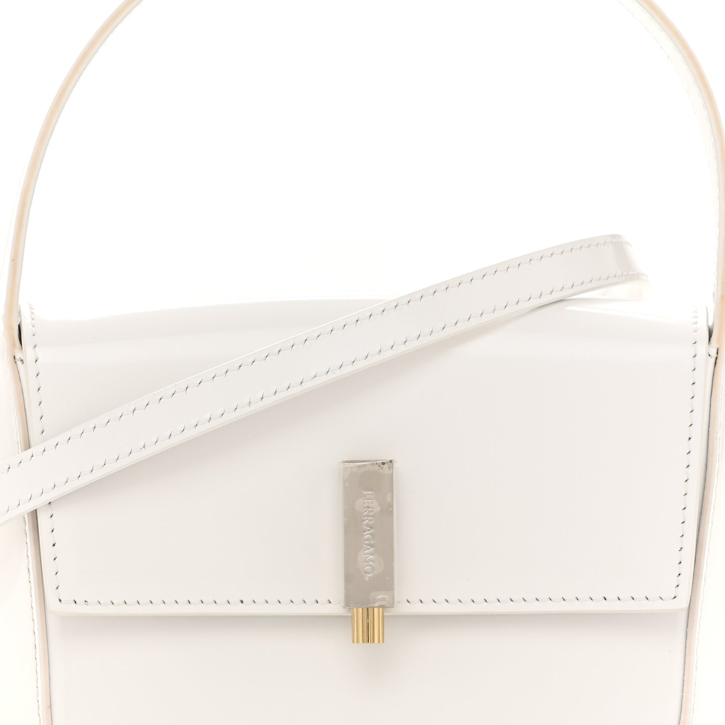 Brushed Calfskin Mini Geometric Prisma Shoulder Bag Optic White