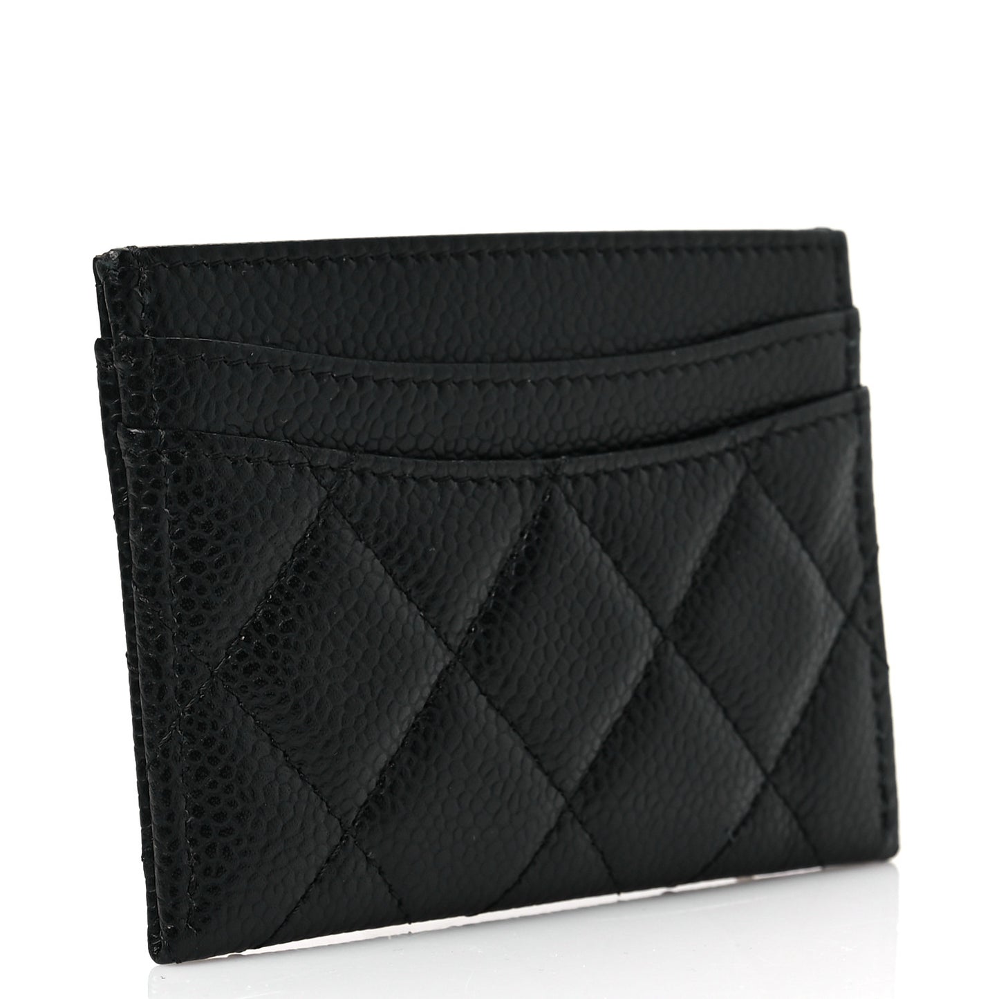Caviar Quilted Card Holder Black