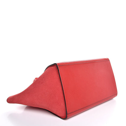 Celine Drummed Calfskin Suede Medium Trapeze Coquelicot 5 of 7