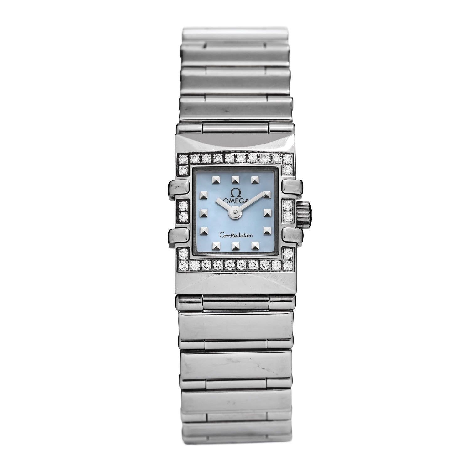Omega Stainless Steel Diamond Bezel Blue Mother of Pearl 15mm Constellation Quadra Quartz Watch 1537.74.00 1 of 5